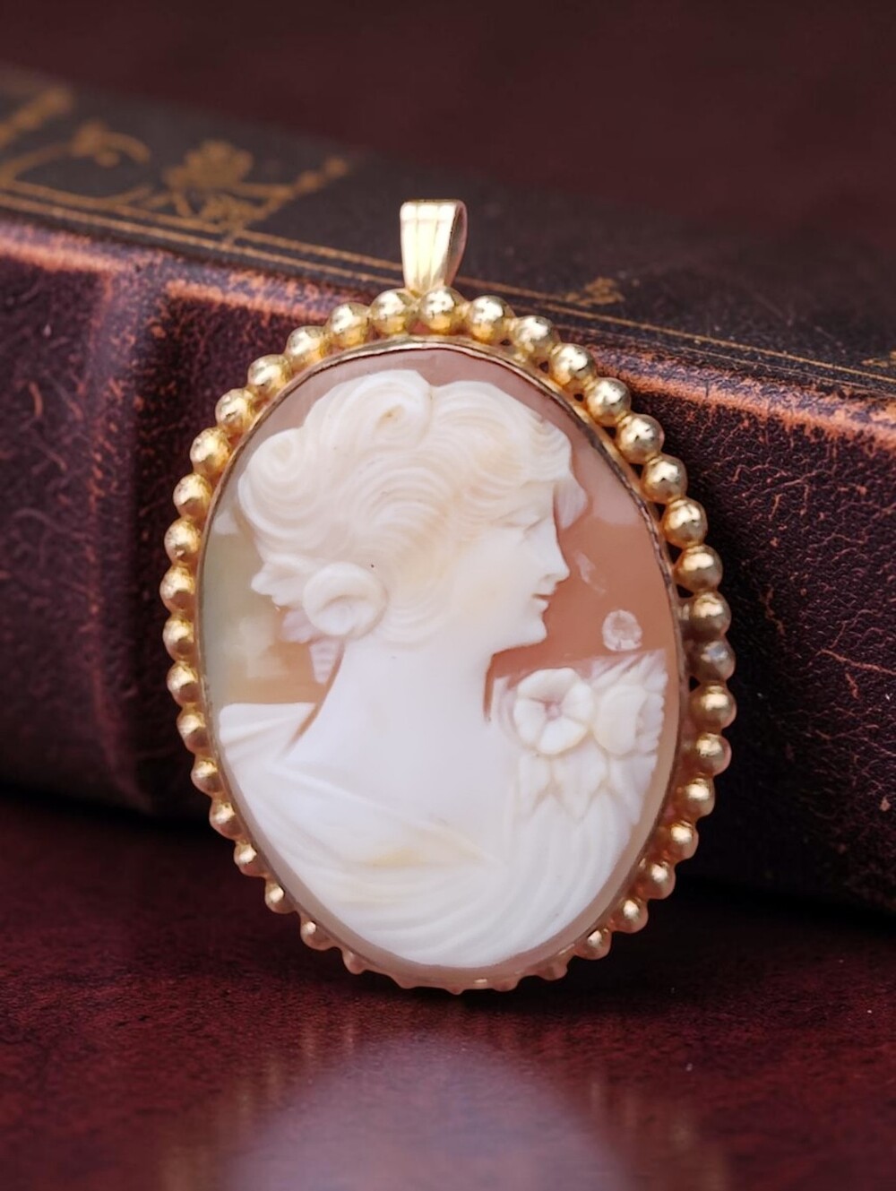 Vintage Gold Filled Carved Shell Cameo Pendant/Brooch